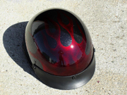 Burgundy ghost flame half helmet