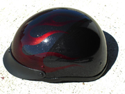 Burgundy ghost flame half helmet