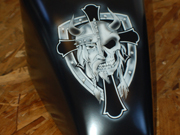 Matte black Viking and Finland Road 66 Logo - Motorcycle airbrush artwork