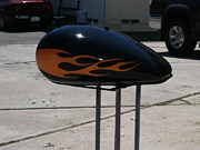 Classic Flames on motorcycle tanks