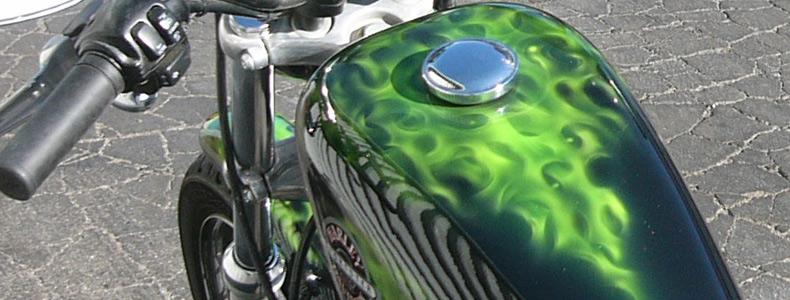 Green True Fire airbrushed cruiser bike