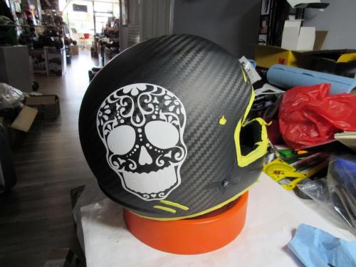 Sugar Skull on Carbon Fiber Helmet