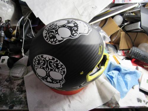 Sugar Skull on Carbon Fiber Helmet 