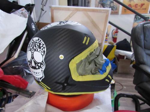 Sugar Skull on Carbon Fiber Helmet 