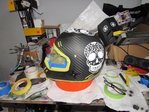 Sugar Skull on Carbon Fiber Helmet 