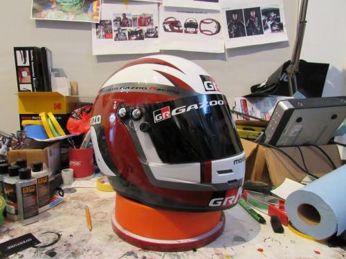 Toyota Racing Helmet for Commercial Shoot- Red. Gazoo Racing GR - Morizo