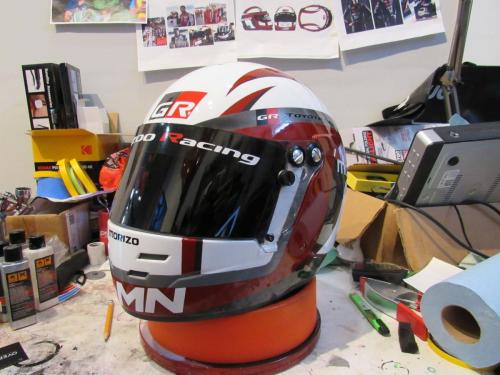 Toyota Racing Helmet for Commercial Shoot- Red. Gazoo Racing GR - Morizo